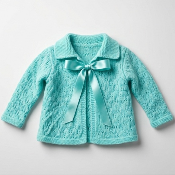 Vintage Other - Handmade VTG 60s Pointelle Knit Baby Cardigan
